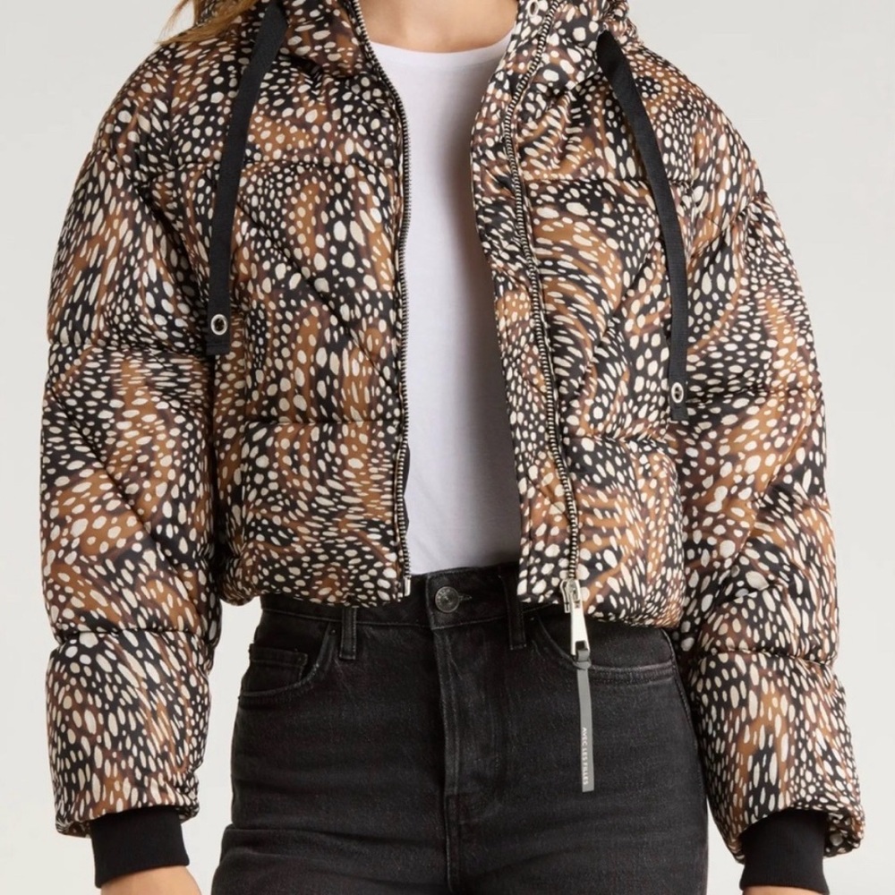 Avec Les Filles printed crop puffer jacket